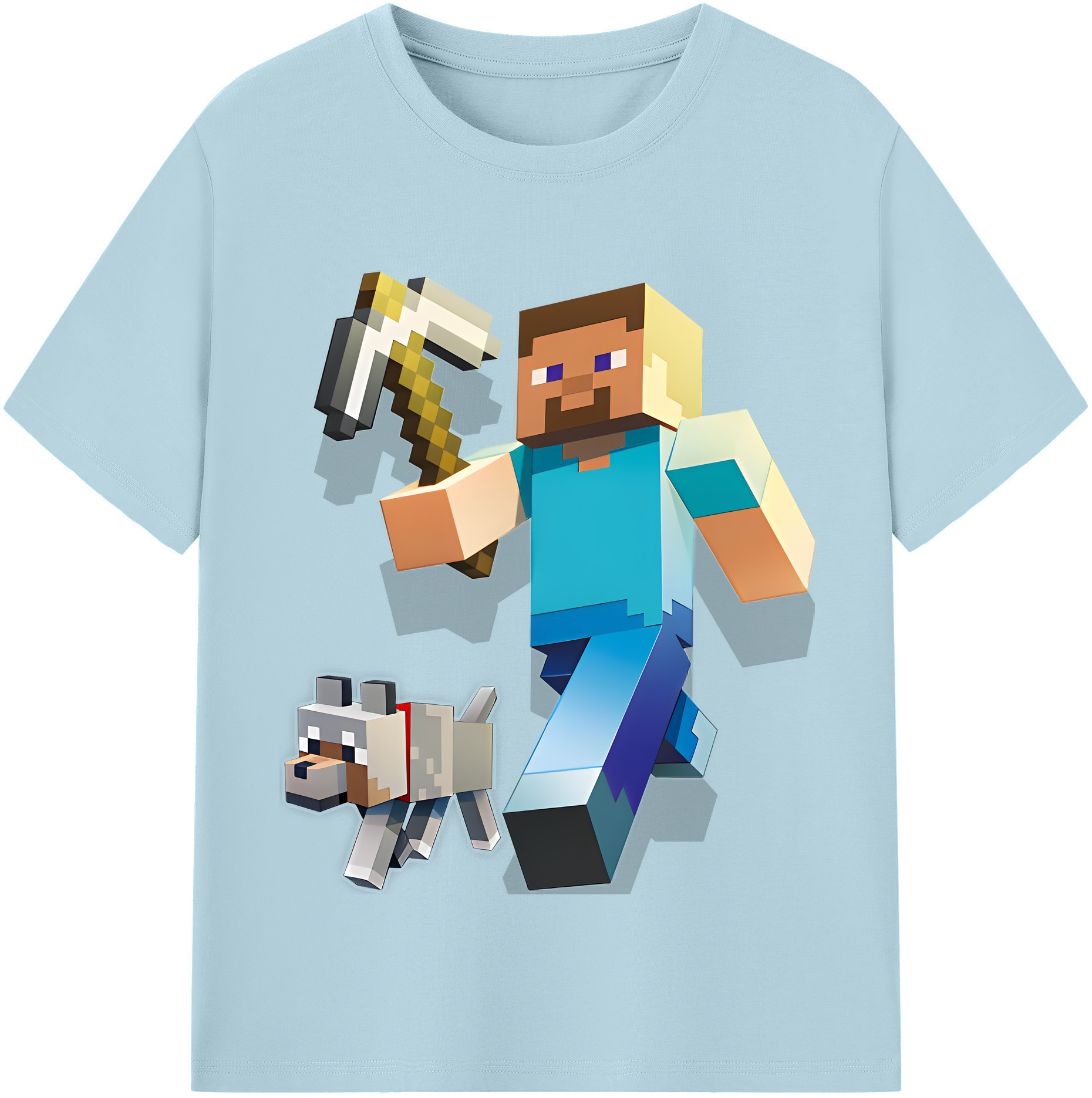 （画像用） マインクラフト ブロックの世界 Minecraft MC Block world 綿100％半袖Tシャツ（フロントプリント）